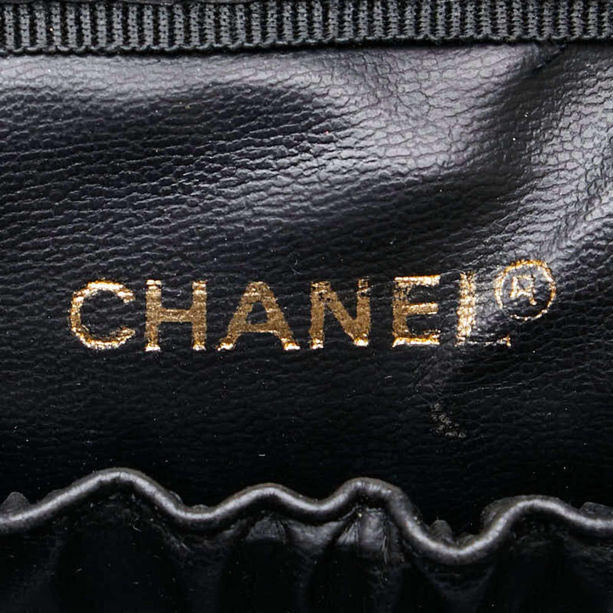 CHANEL Bicolor Coco Mark Vanity Bag Black Leather Women's