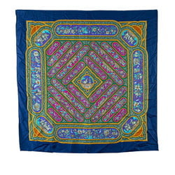 Hermes Carre 90 QALAMDAN Calamdan Scarf Muffler Blue Multicolor Silk Women's HERMES