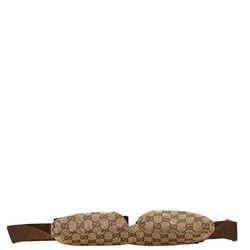 Gucci GG Canvas Body Bag Waist 28566 Beige Brown Leather Women's GUCCI