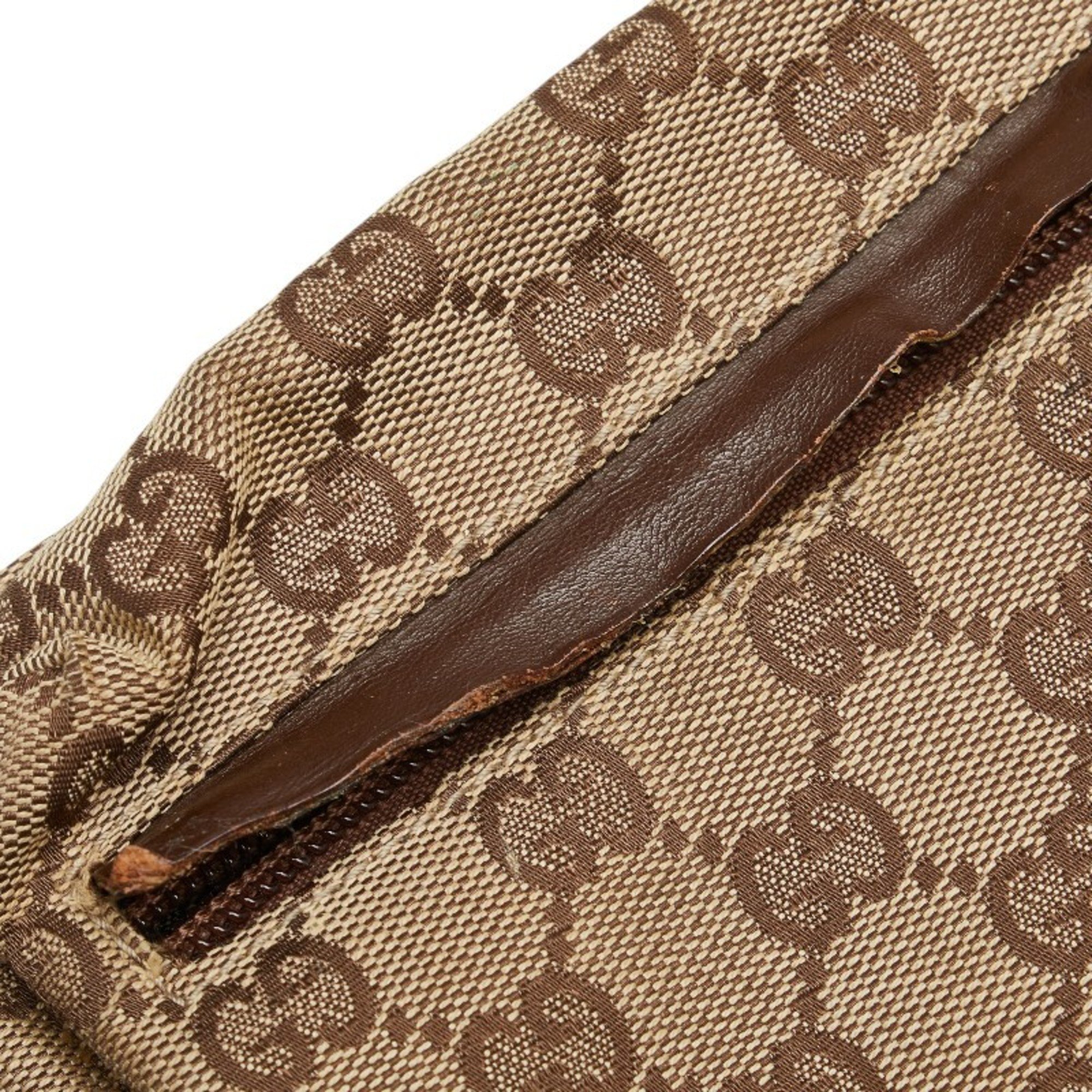 Gucci GG Canvas Body Bag Waist 28566 Beige Brown Leather Women's GUCCI