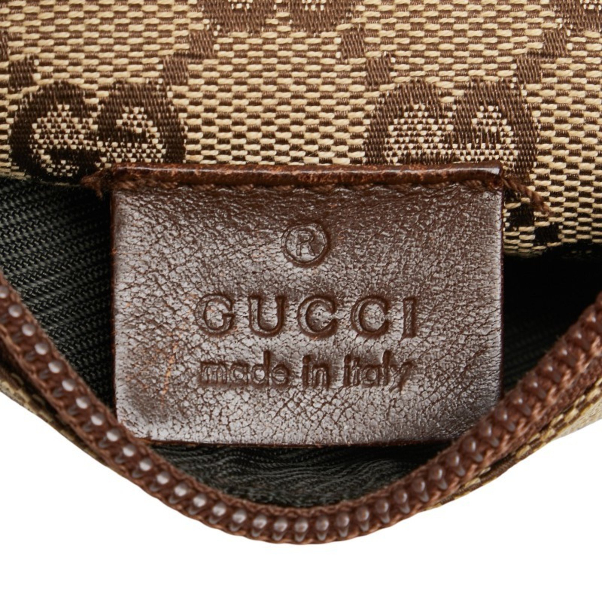 Gucci GG Canvas Body Bag Waist 28566 Beige Brown Leather Women's GUCCI