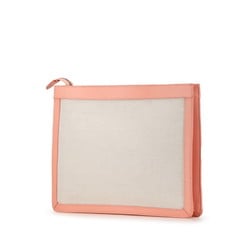 Balenciaga Clutch Bag Second 410119 Ivory Pink Canvas Leather Women's BALENCIAGA