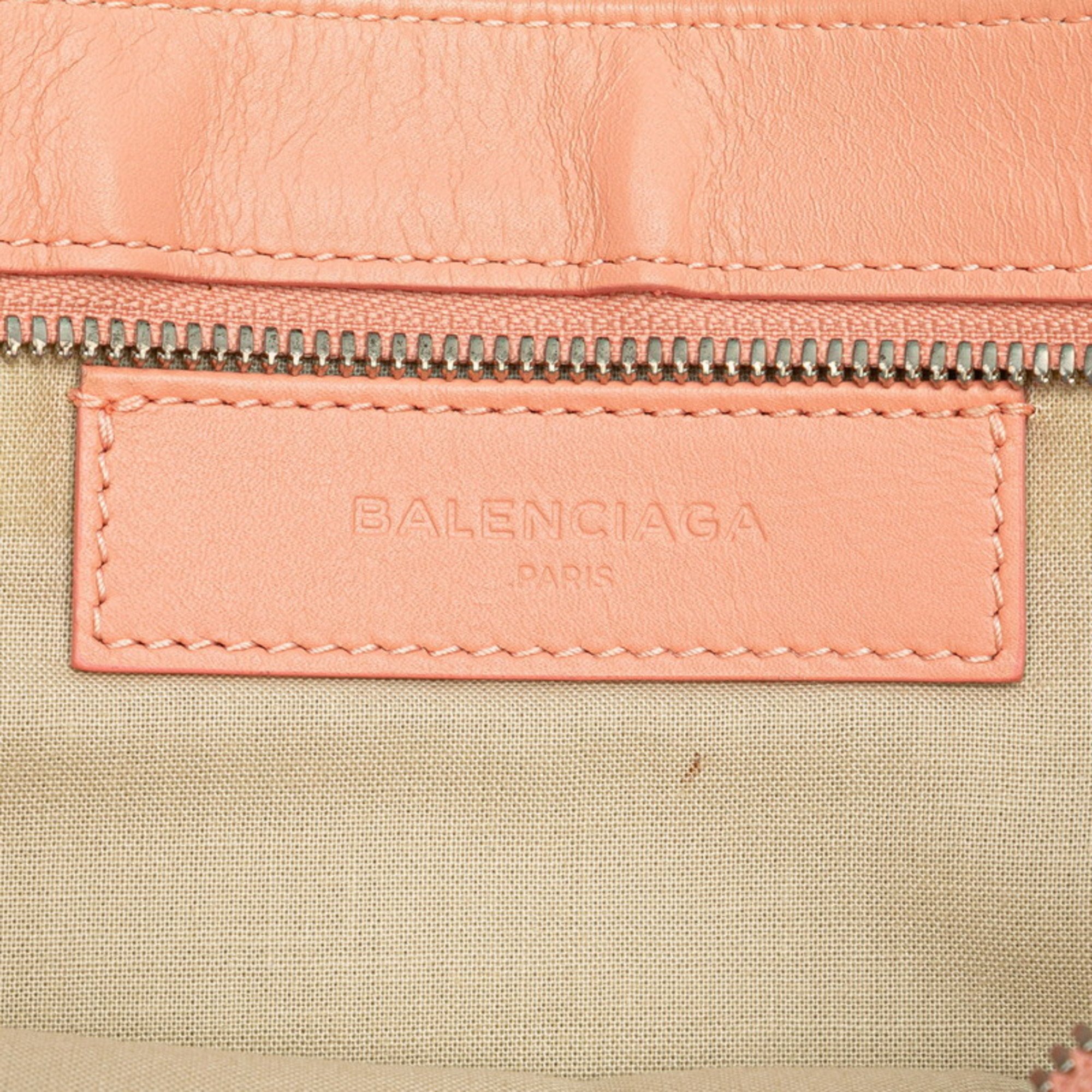 Balenciaga Clutch Bag Second 410119 Ivory Pink Canvas Leather Women's BALENCIAGA