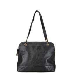 CHANEL Coco Mark Tote Bag Black Caviar Skin Women's