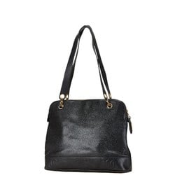 CHANEL Coco Mark Tote Bag Black Caviar Skin Women's