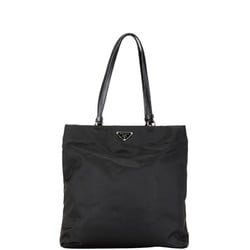 Prada Triangle Plate Handbag Tote Bag B11213 Black Nylon Leather Women's PRADA