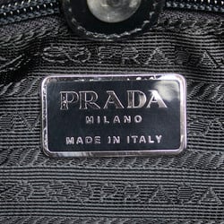 Prada Triangle Plate Handbag Tote Bag B11213 Black Nylon Leather Women's PRADA