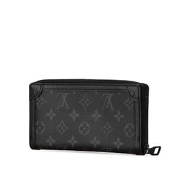 Louis Vuitton Mongram Eclipse Trunk Zippy Wallet Round Long M80558 Black PVC Leather Women's LOUIS VUITTON