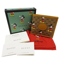 GUCCI Wallet for Women and Men Micro GG Supreme Bi-fold Light Brown 602549 Disney Collaboration Mickey Mouse