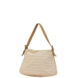 FENDI Zucchino Mamma Baguette Bag Beige Canvas Leather Women's