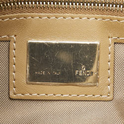 FENDI Zucchino Mamma Baguette Bag Beige Canvas Leather Women's