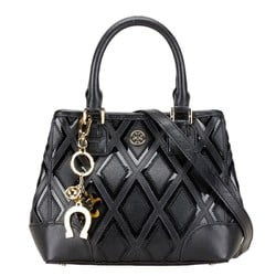 Tory Burch Diamond Cut Robinson Handbag Shoulder Bag Black Leather Women's