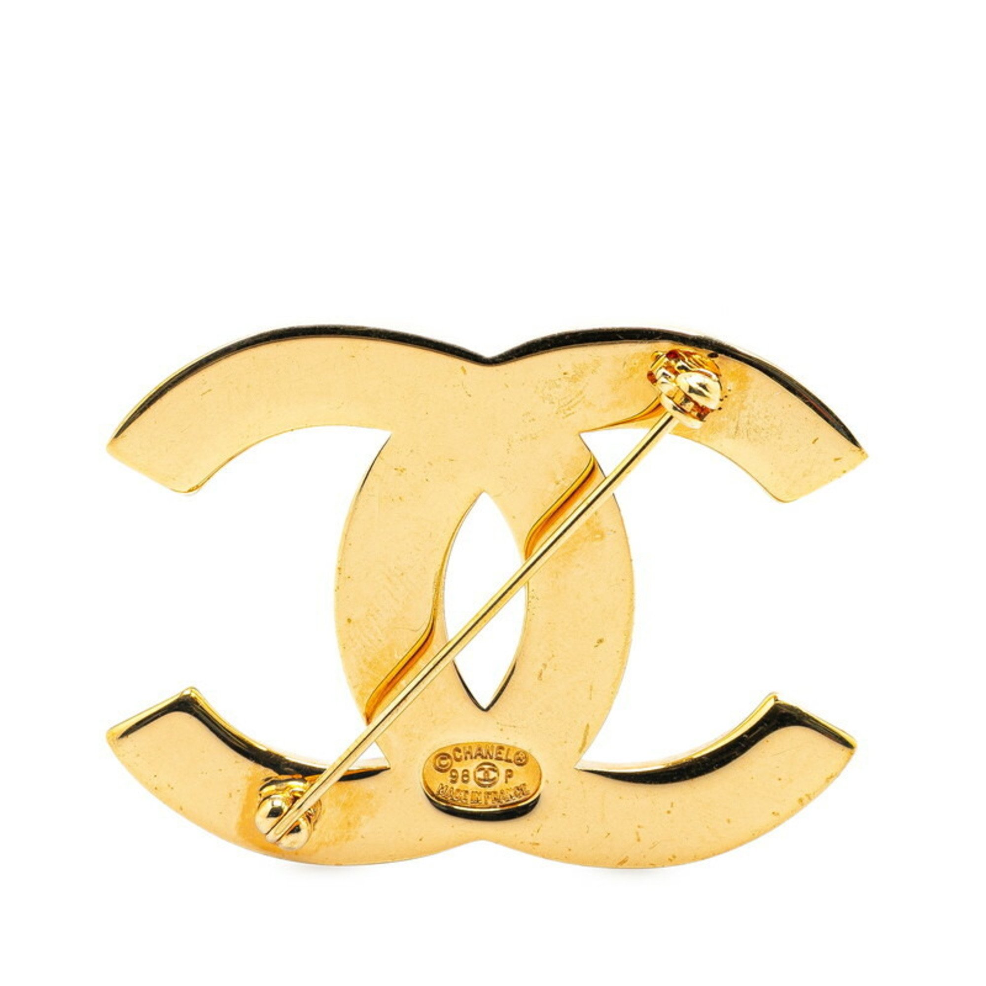 Chanel Coco Mark Brooch Gold Plated Women's CHANEL