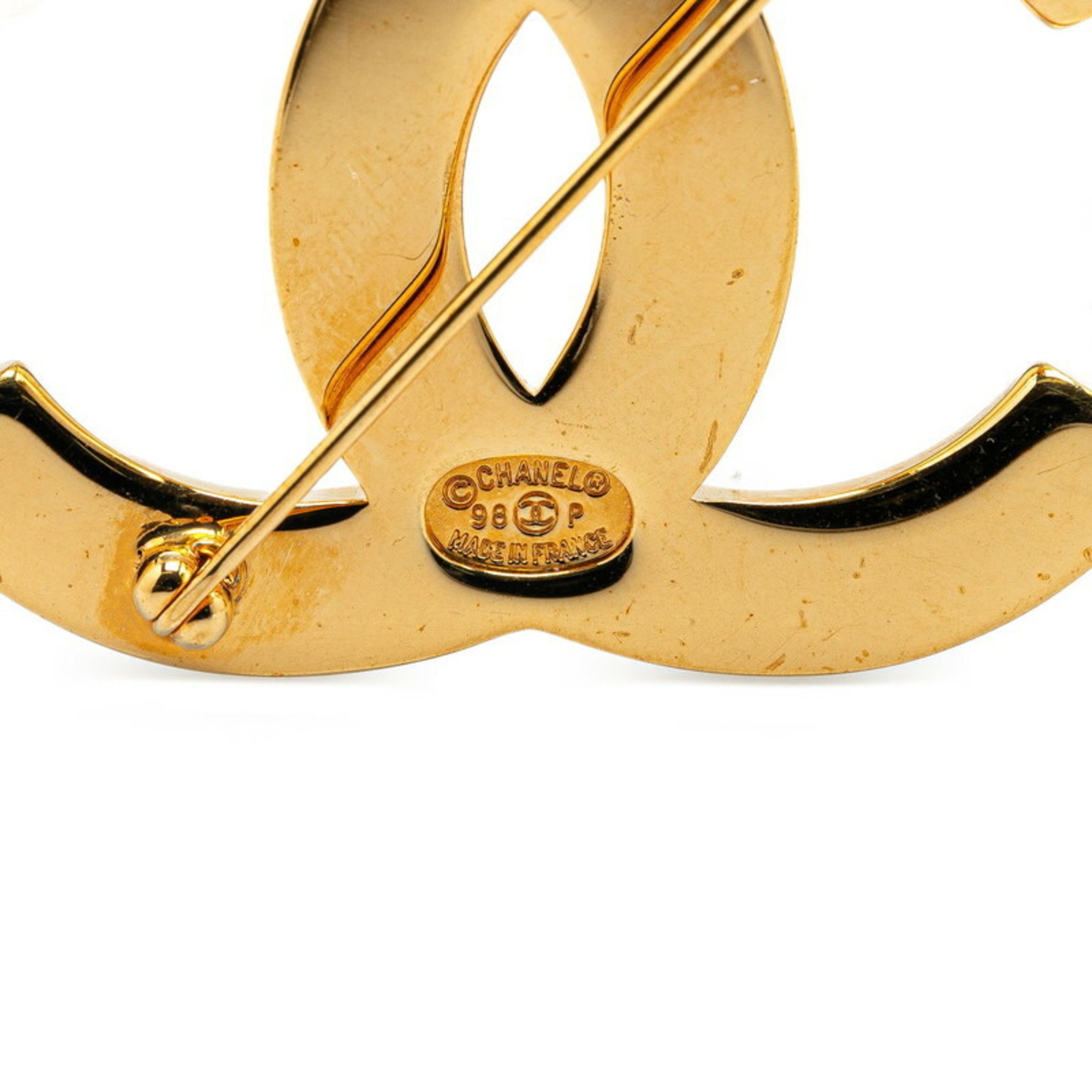 Chanel Coco Mark Brooch Gold Plated Women's CHANEL