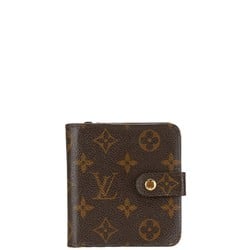 Louis Vuitton Monogram Compact Zip Bi-fold Wallet M61667 Brown PVC Leather Women's LOUIS VUITTON