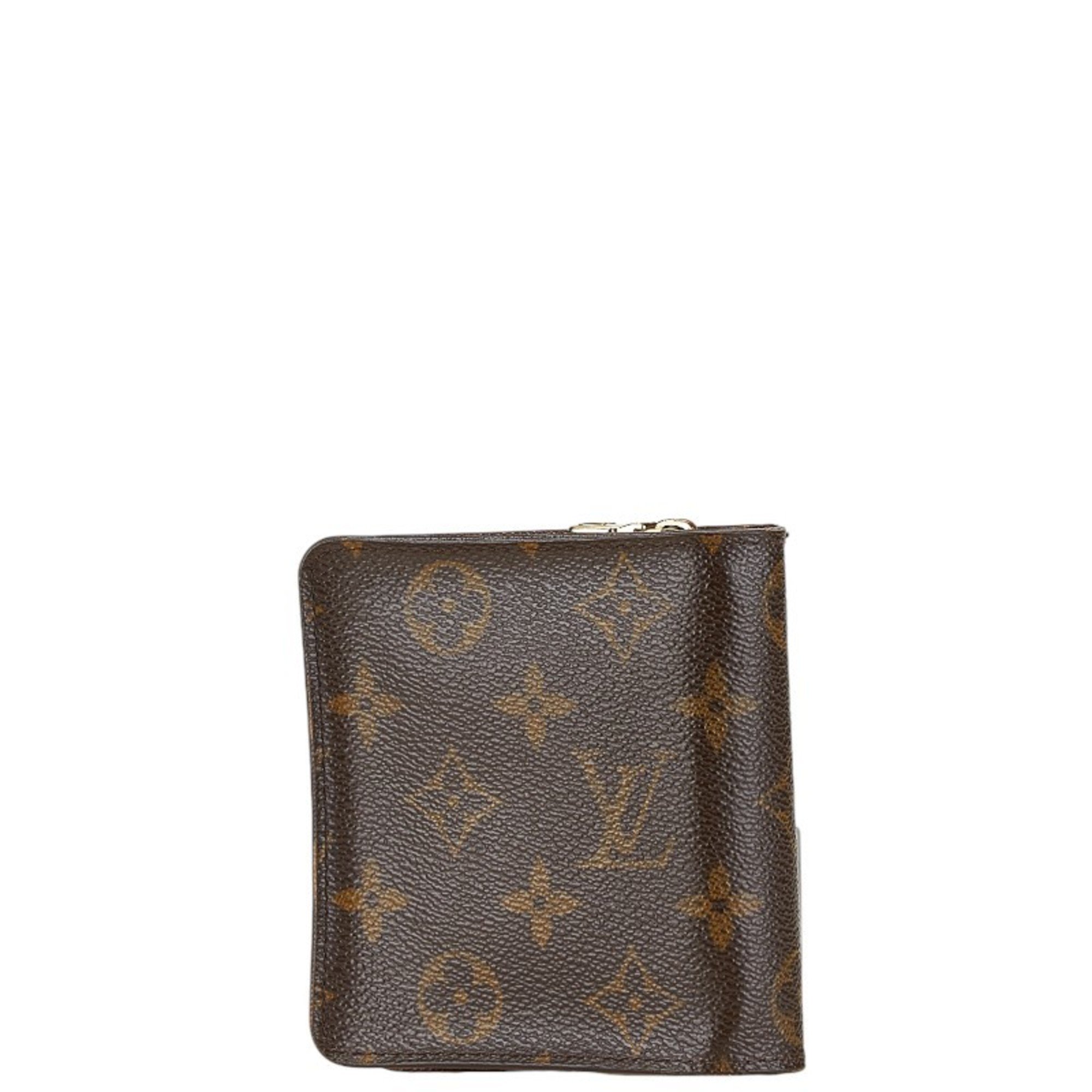 Louis Vuitton Monogram Compact Zip Bi-fold Wallet M61667 Brown PVC Leather Women's LOUIS VUITTON