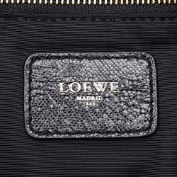 LOEWE Heart Motif Jewel Tote Bag Black Nylon Leather Women's