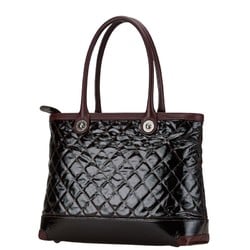 CHANEL Matelasse Coco Mark Tote Bag Wine Red Patent Leather Women's