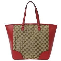 GUCCI Women's Tote Bag GG Canvas Leather Beige Red 449242