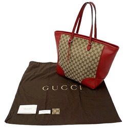 GUCCI Women's Tote Bag GG Canvas Leather Beige Red 449242