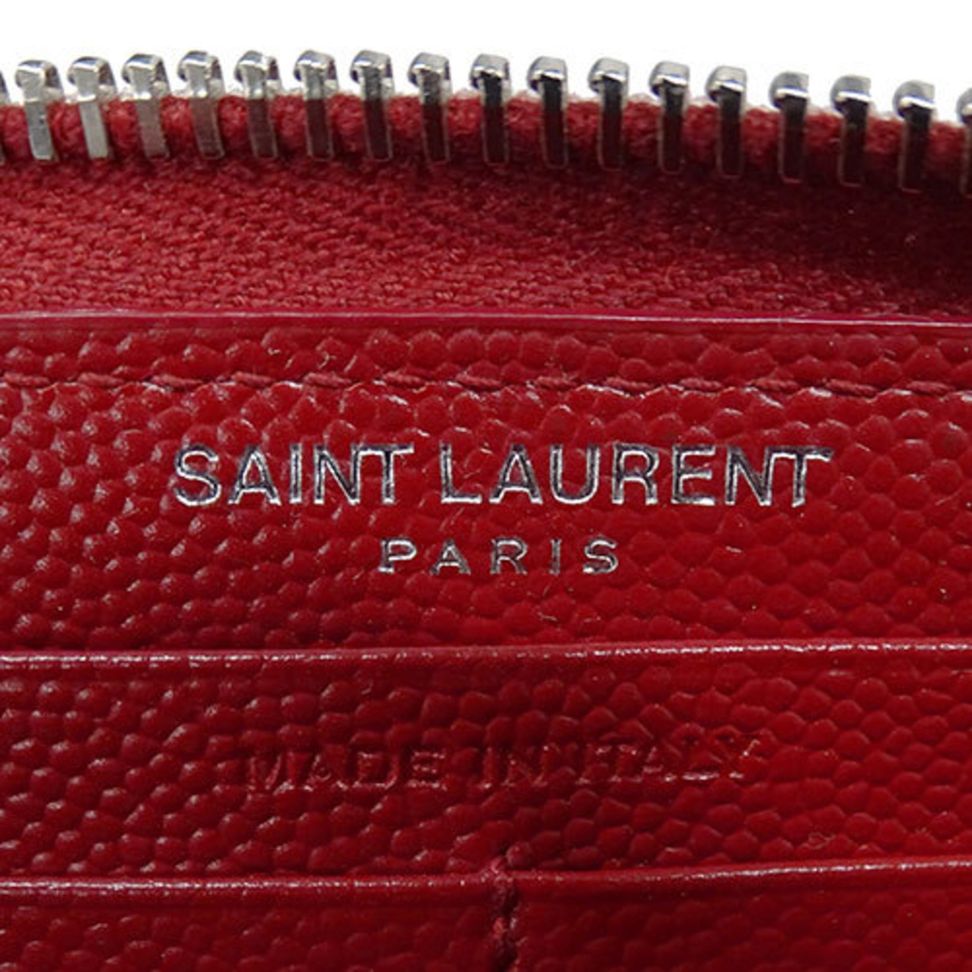 Saint Laurent SAINT LAURENT Wallet for Women and Men, Long Wallet, Caviar Skin, Red, Round