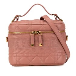 Christian Dior Dior Cannage Small Vanity Handbag Shoulder Bag Pink Lambskin Women's