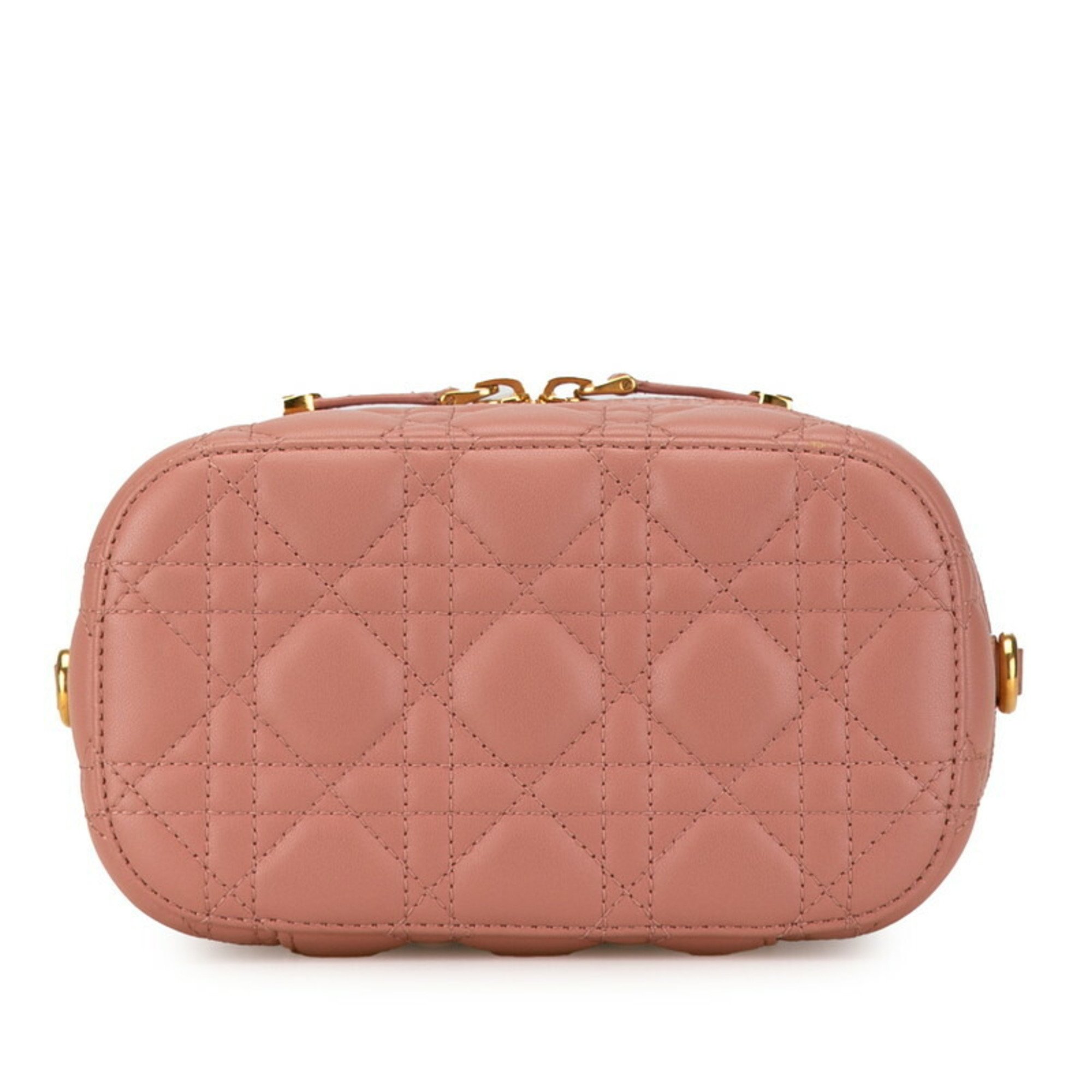 Christian Dior Dior Cannage Small Vanity Handbag Shoulder Bag Pink Lambskin Women's