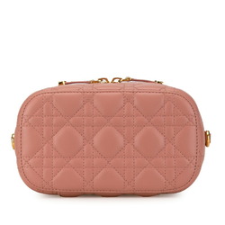 Christian Dior Dior Cannage Small Vanity Handbag Shoulder Bag Pink Lambskin Women's