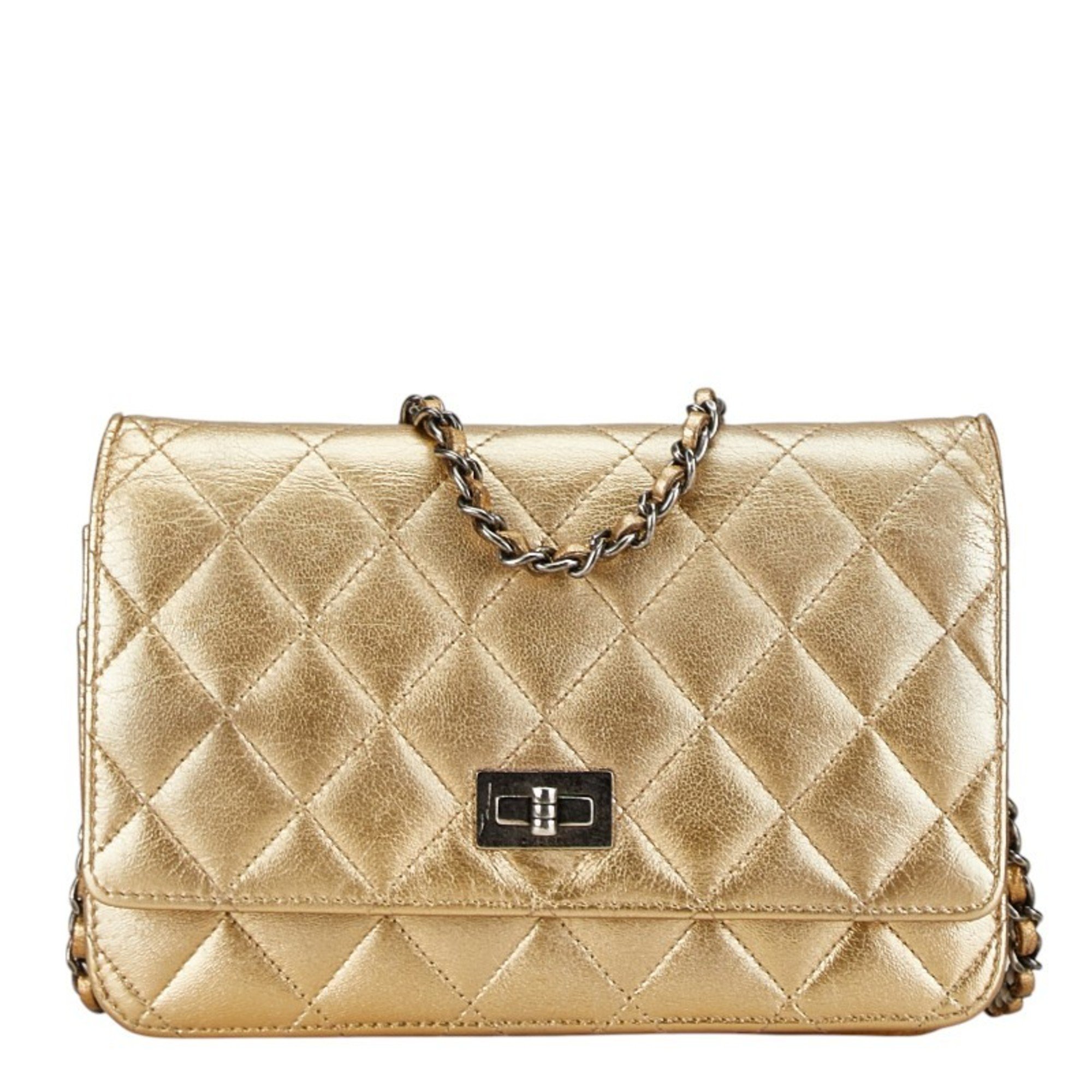 Chanel Matelasse Chain Shoulder Bag Wallet Gold Silver Lambskin Women's CHANEL