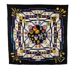 Hermes Carré 90 Petite Main Seamstress Scarf Muffler Black White Multicolor Silk Women's HERMES