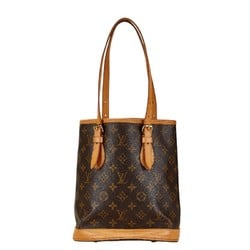 Louis Vuitton Monogram Petit Bucket PM Tote Bag Shoulder M42238 Brown PVC Leather Women's LOUIS VUITTON