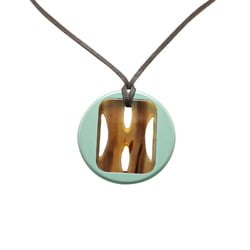 Hermes Tonkin Necklace Brown Green Buffalo Horn Women's HERMES