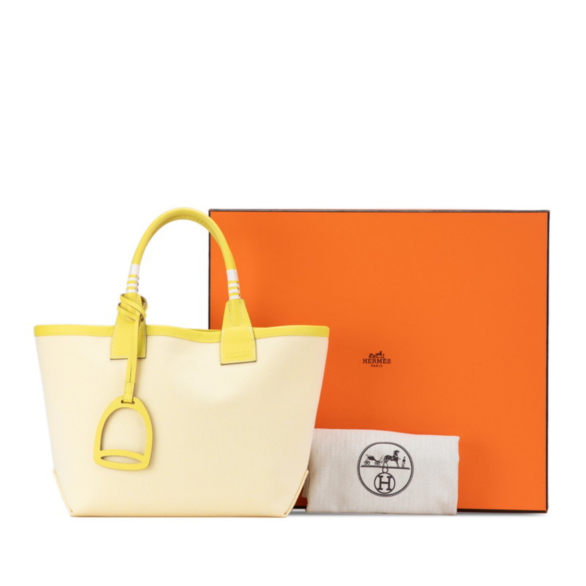 Hermes Steeple 25 Handbag Yellow Toile H Swift Leather Women's HERMES