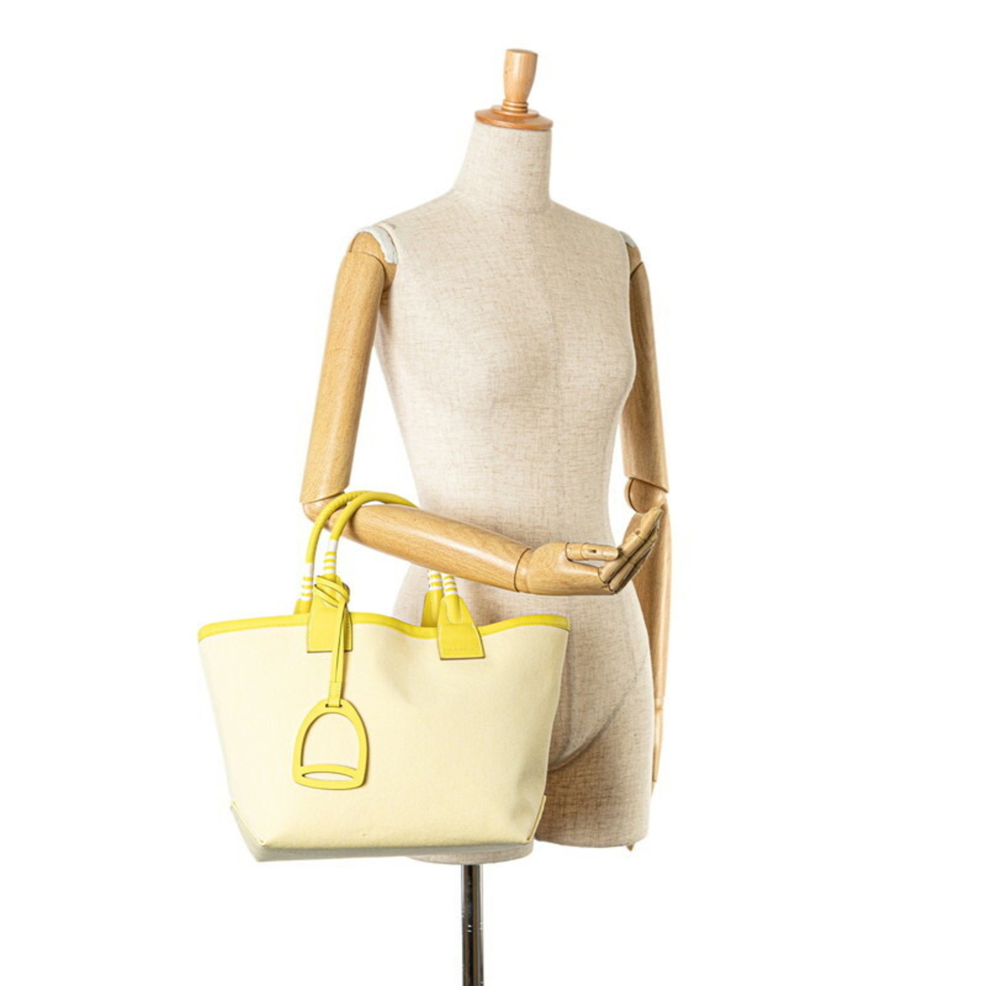 Hermes Steeple 25 Handbag Yellow Toile H Swift Leather Women's HERMES