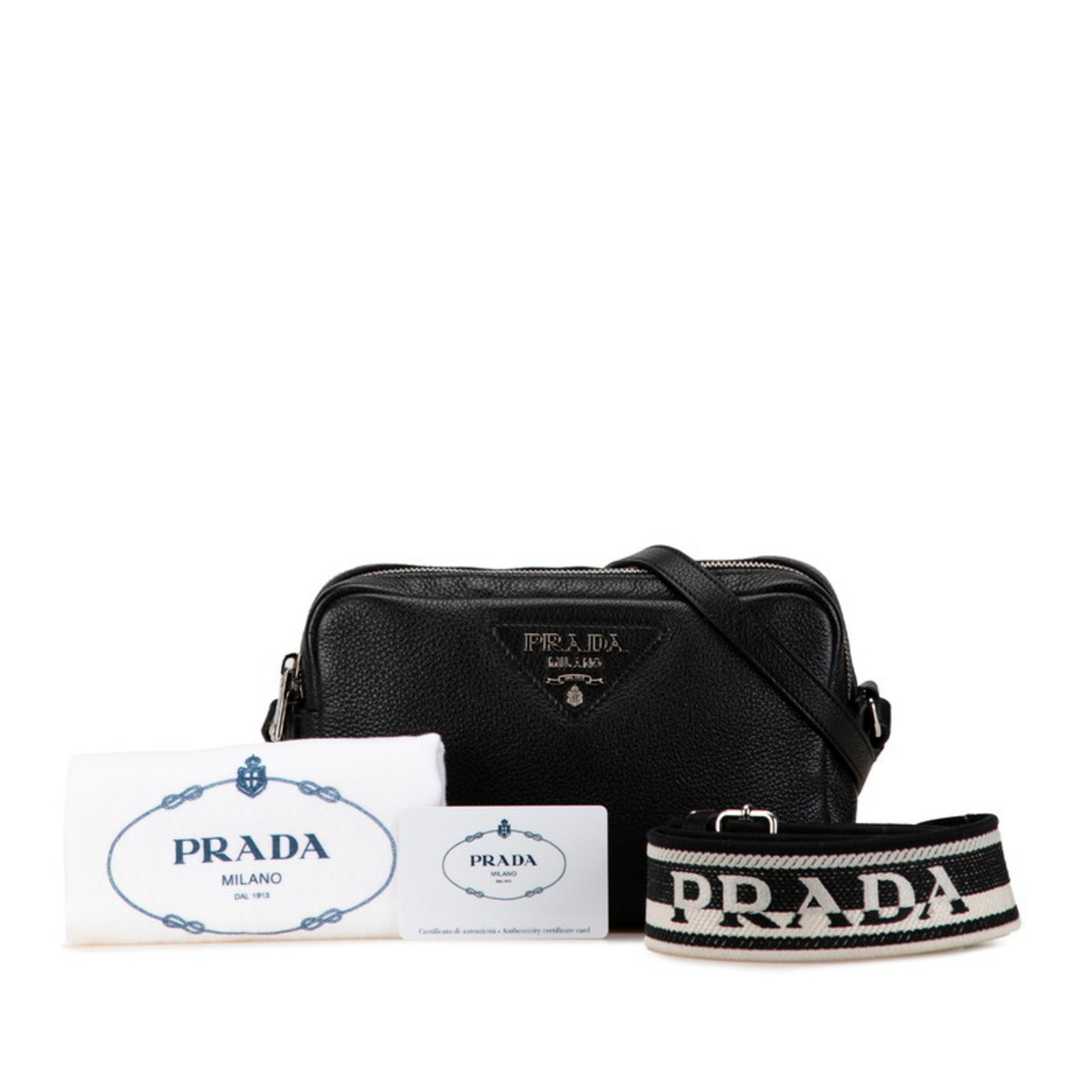 Prada Viterodai Shoulder Bag Black Leather Women's PRADA