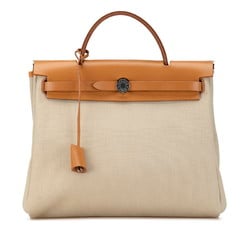 Hermes Airbag Zip PM Handbag Beige Natural Toile H Women's HERMES