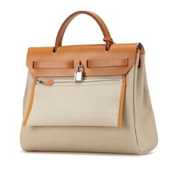 Hermes Airbag Zip PM Handbag Beige Natural Toile H Women's HERMES