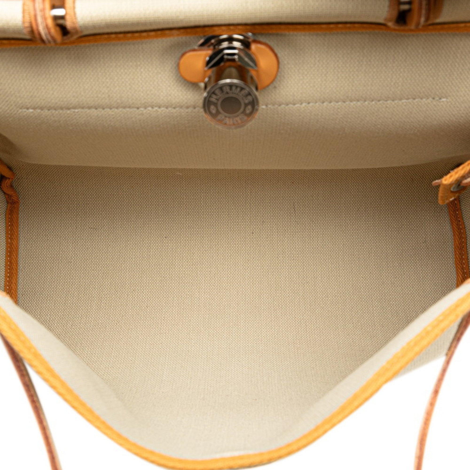 Hermes Airbag Zip PM Handbag Beige Natural Toile H Women's HERMES