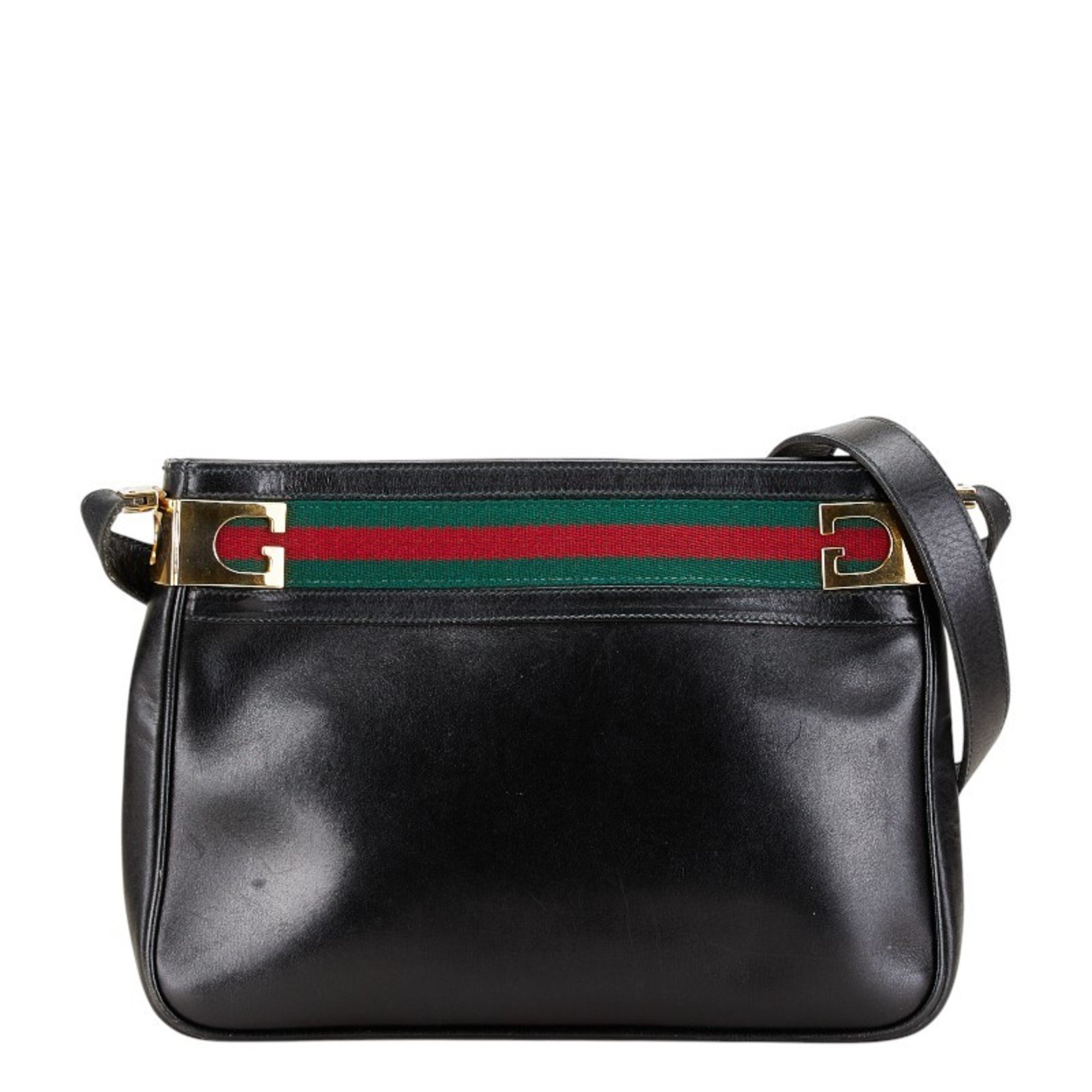 Gucci Sherry Line Old Bag Handbag Black Leather Women's GUCCI