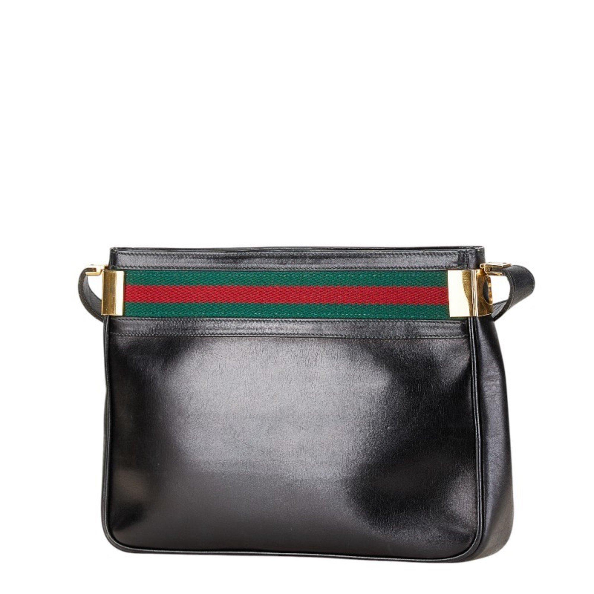 Gucci Sherry Line Old Bag Handbag Black Leather Women's GUCCI