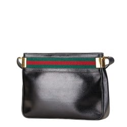 Gucci Sherry Line Old Bag Handbag Black Leather Women's GUCCI