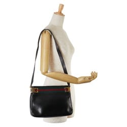 Gucci Sherry Line Old Bag Handbag Black Leather Women's GUCCI