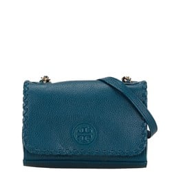 Tory Burch Marion Chain Shoulder Bag Green Leather Women's