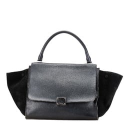 Celine Trapeze Handbag Black Leather Suede Women's CELINE