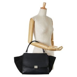 Celine Trapeze Handbag Black Leather Suede Women's CELINE