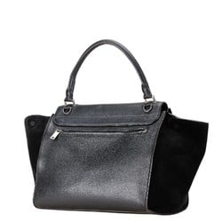 Celine Trapeze Handbag Black Leather Suede Women's CELINE