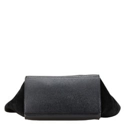 Celine Trapeze Handbag Black Leather Suede Women's CELINE