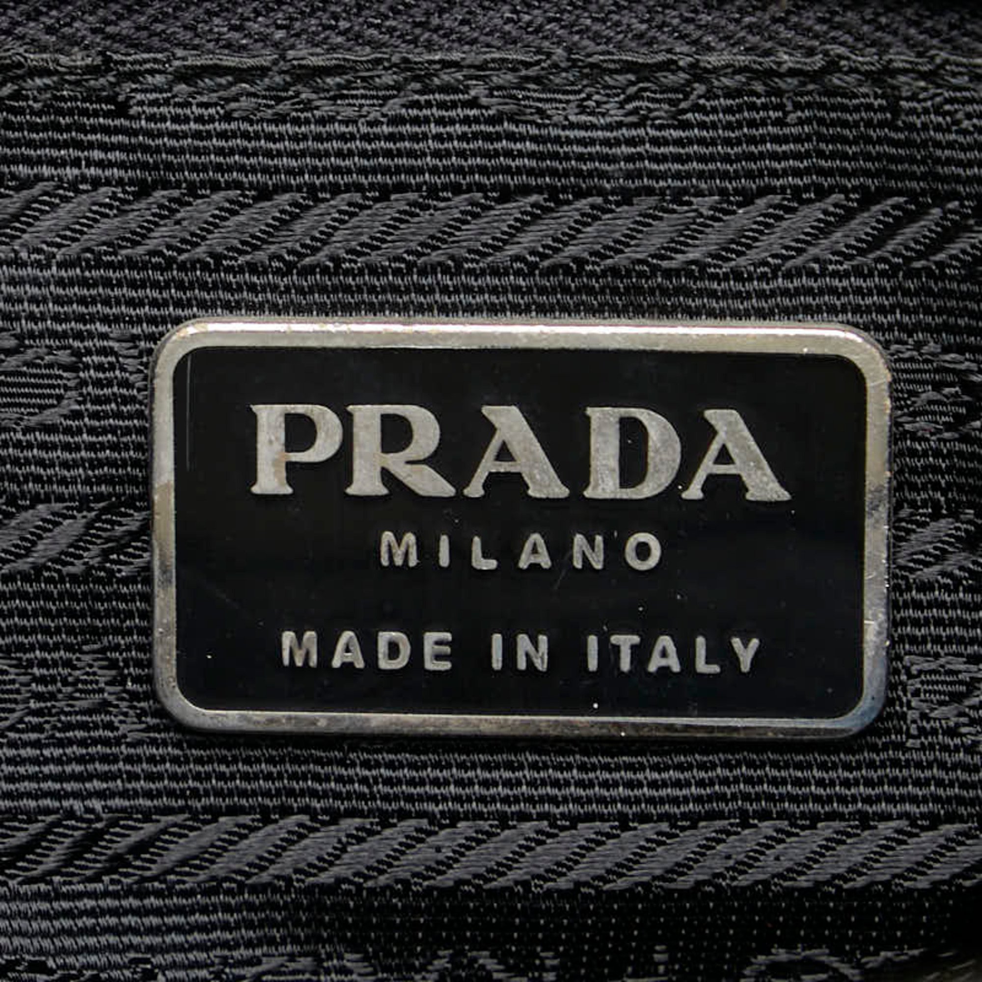 Prada Triangle Plate Handbag Khaki Nylon Leather Women's PRADA