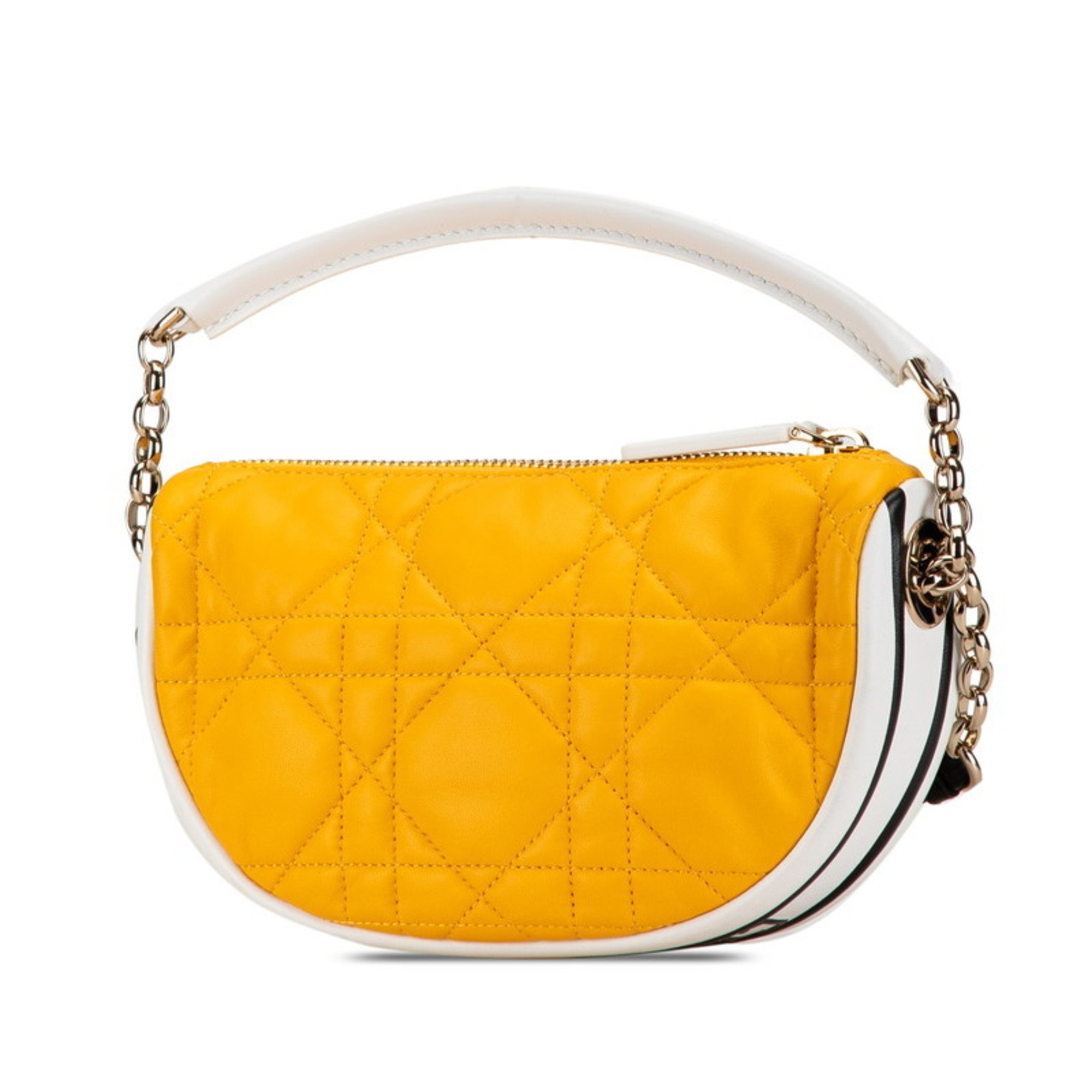 Christian Dior Dior Cannage DIOR VIBE Small Hobo Bag Handbag Shoulder Yellow White Black Leather Women's