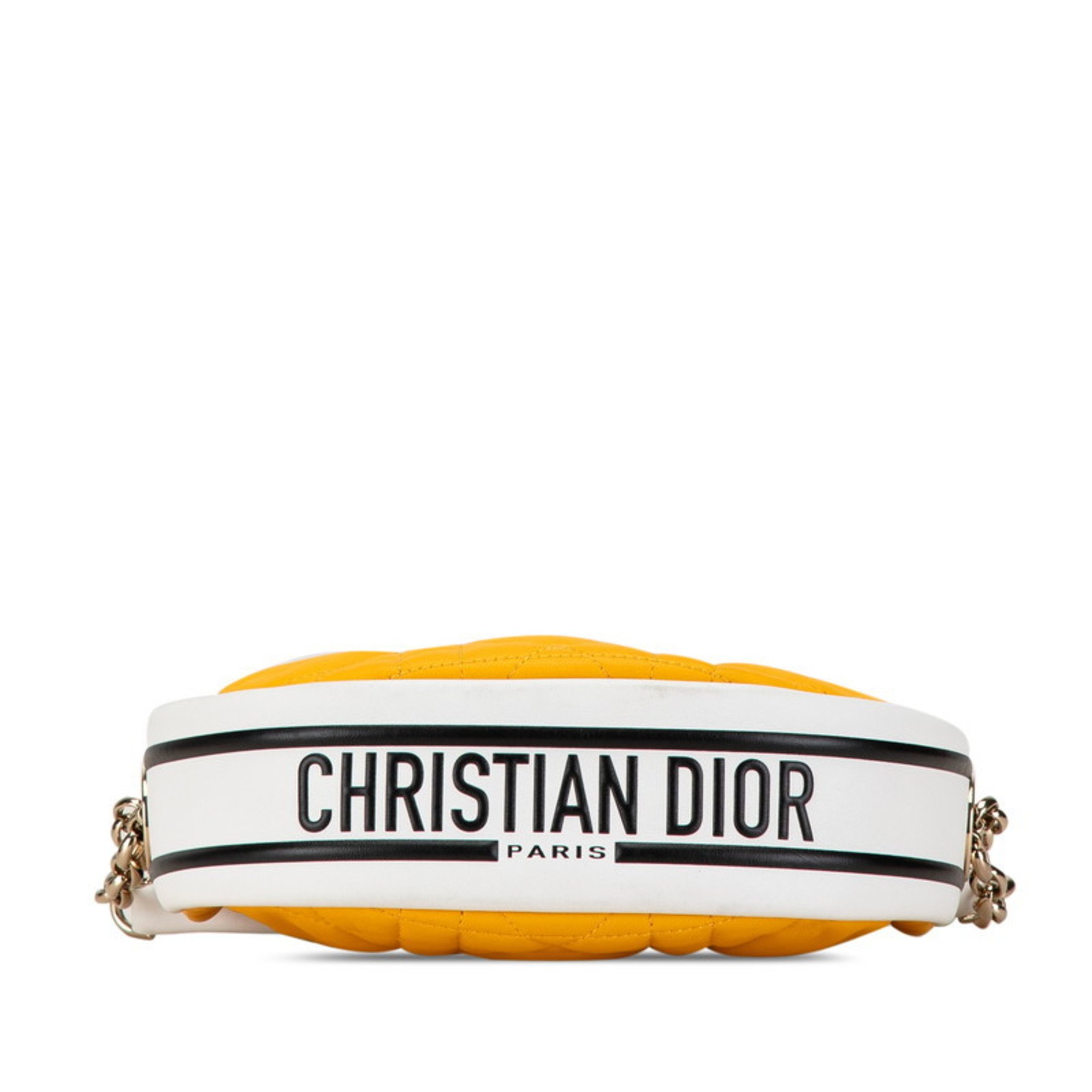 Christian Dior Dior Cannage DIOR VIBE Small Hobo Bag Handbag Shoulder Yellow White Black Leather Women's